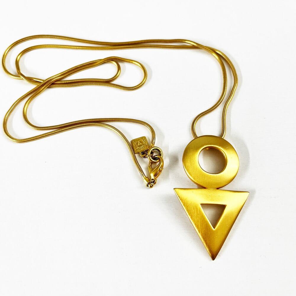 Anne Klein Vintage Gold Geometric Pendant Necklace
